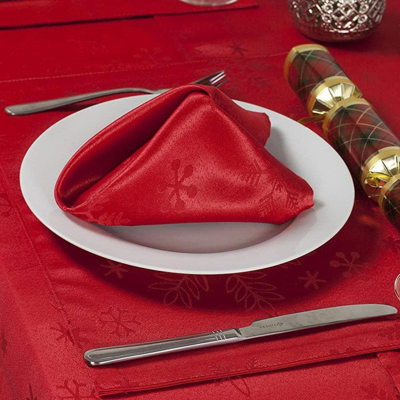 Alonta Polyester Blizzard Snowflake Square Napkin, Red