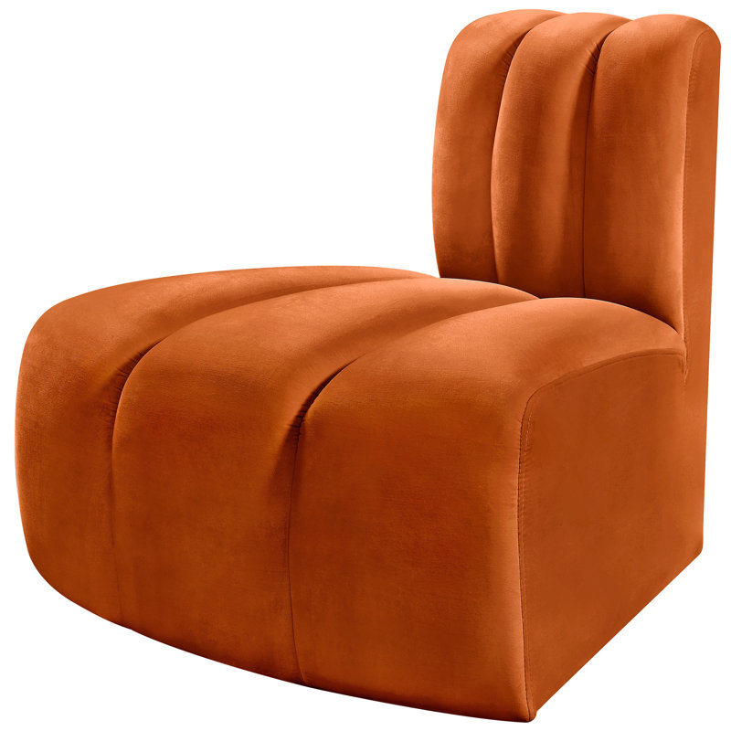 Chaise d'appoint rembourrée Ishna, Velours cognac