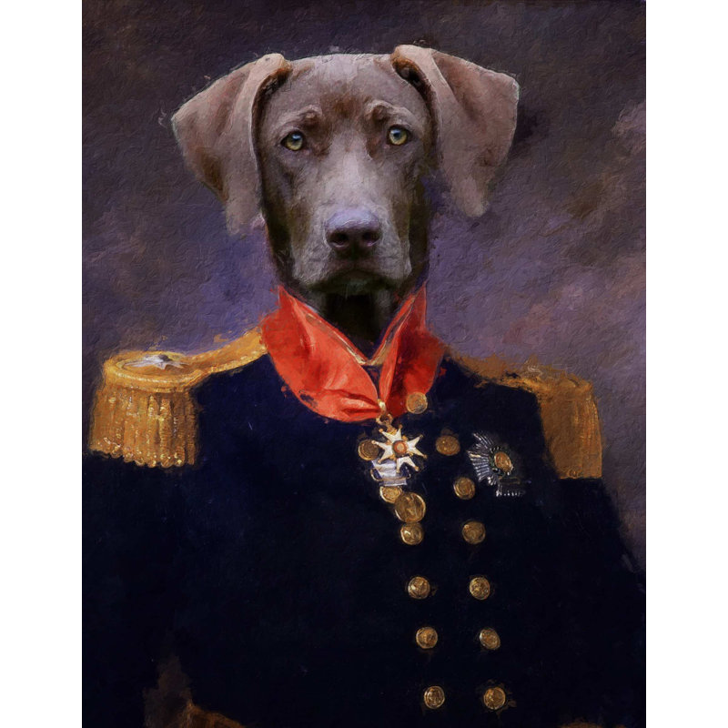 Weimaraner Dog Period Dress Collection - Art Prints, 39.4cm H x 29.5cm W x 0.07cm D, Metal