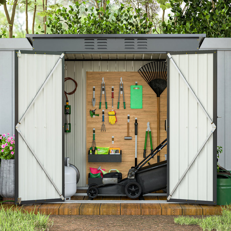 Remise de rangement pour outils toutes saisons 6 pi x 4 pi - noir, cadre de sécurité 6 pi x 4 pi