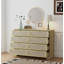 Commode 8 tiroirs en rotin naturel avec poignées dorées, commode en bois Boho pour chambre et salon