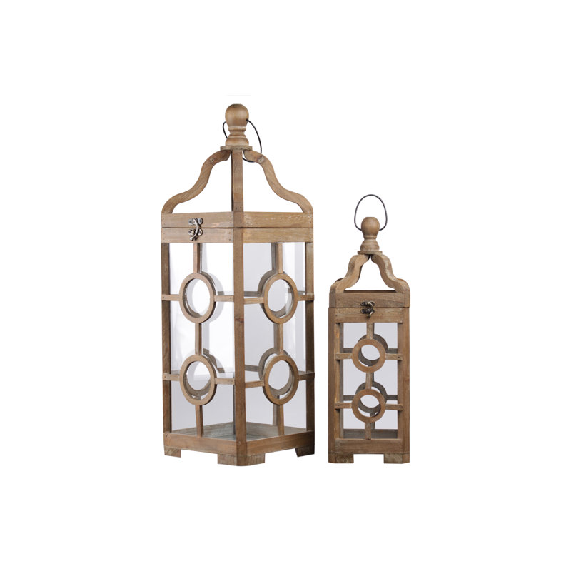 Ensemble de lanternes en bois 2 pièces square