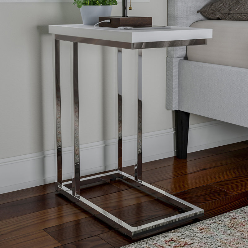 Table d'appoint 2 pièces Alhamdi - Tables de bout modernes en forme de C - Plateaux pour ordinateur portable ou tables de chevet compactes - Mobilier peu encombrant