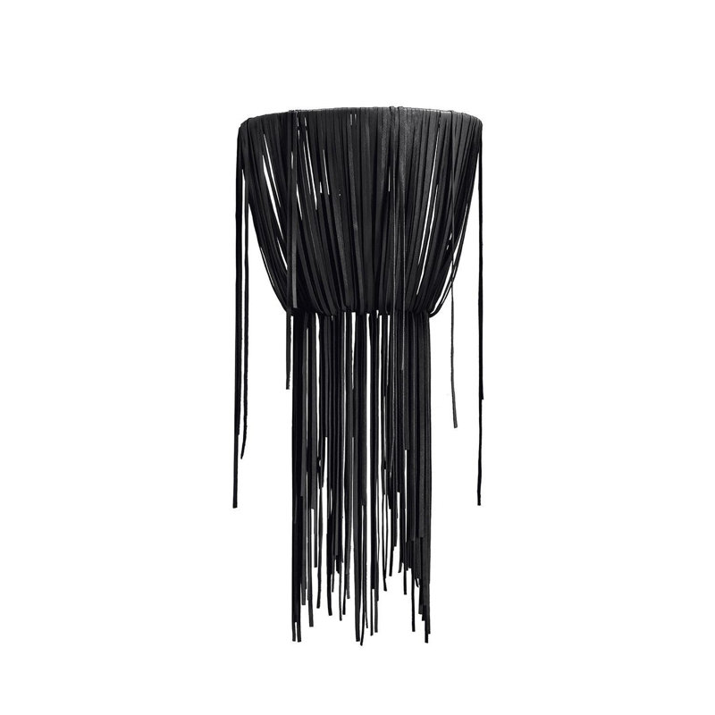 Leather Fringe Wall Sconce, Black