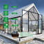 Serre de 8 x 10 pi pour l'extérieur, serre en polycarbonate avec évent de toit réglable et gouttière, grande serre en aluminium avec structure à installation rapide pour le patio extérieur du jardin