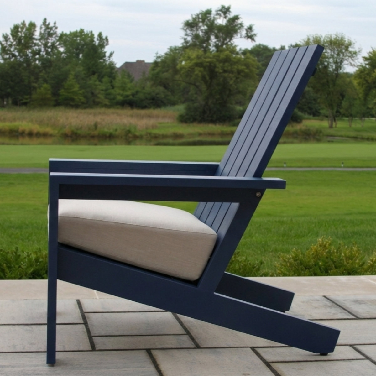 Rhys Aluminum Adirondack with Sunbrella Cushion, Blue