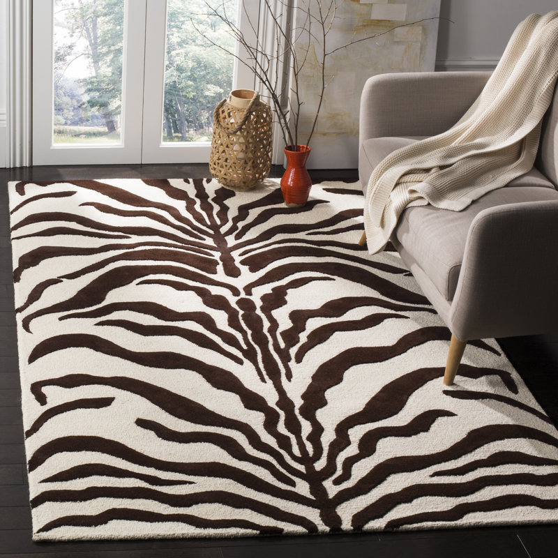 Schell Animal Print Wool Hand Tufted Area Rug, Rectangle 152 x 244 cm
