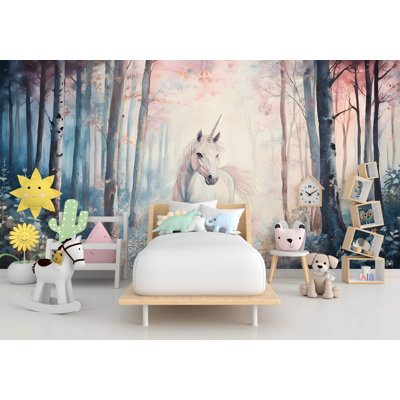 Unicorn Wall Graphics Peel And Stick Girl Room Wallpaper Nursery Self Adhesive Removable Nursery Wall Decor Mural 491RS