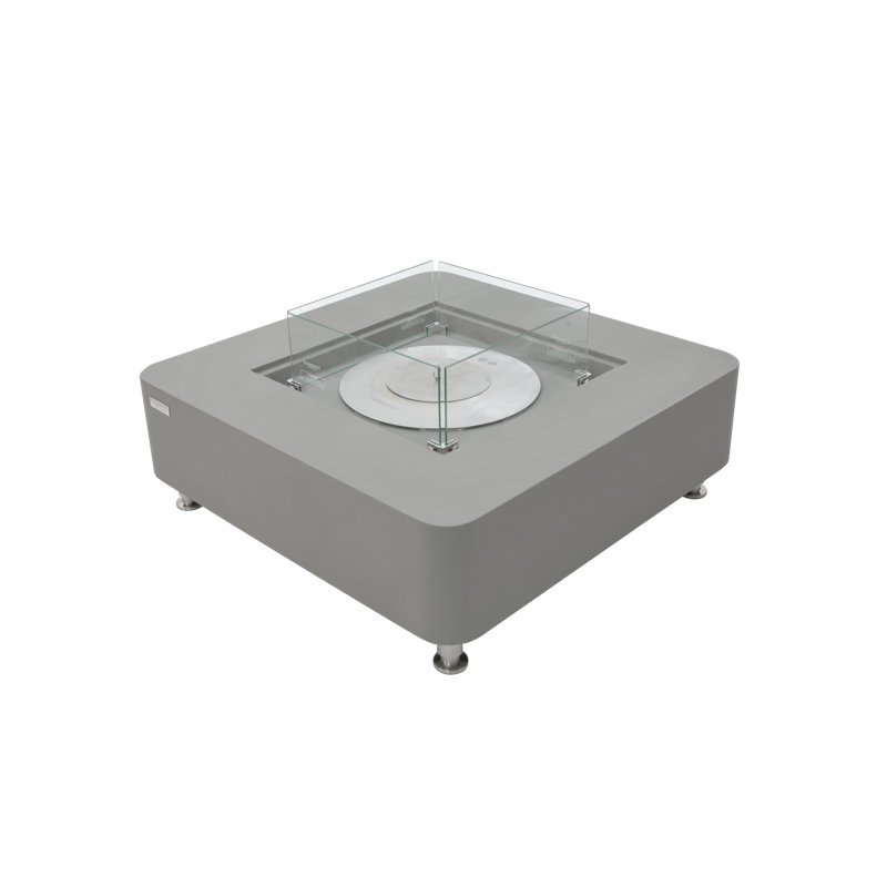 Space Gray Square Ethanol Fire Pit Table with Stainless Steel Burner
