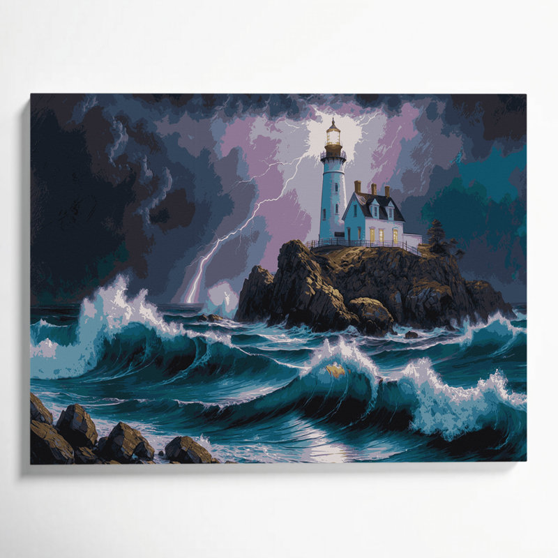 Art mural sur toile, "Phares nautiques" gris, H 11 po x l 14 po