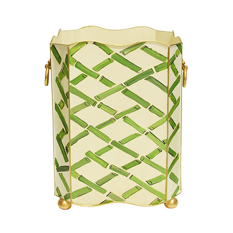 Blue and White Contemporary Office Wastebasket with Lion Handles