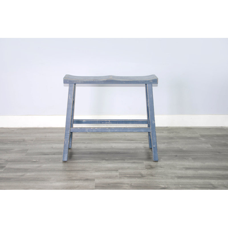 Banc en bois Ashat, H 30 po x l 33 po x P 15,5 po, Bleu océan