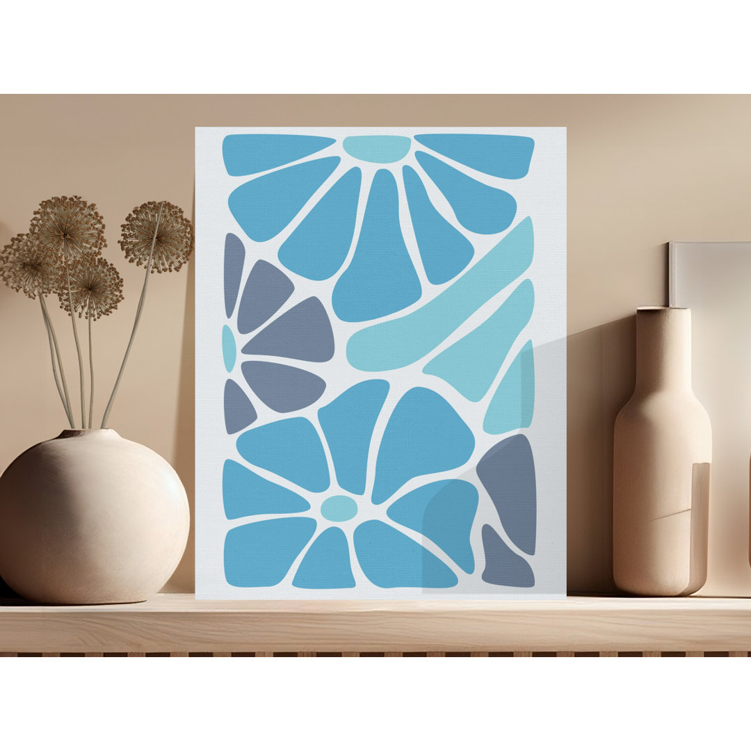 Modern Blue Abstract Organic Canvas Print