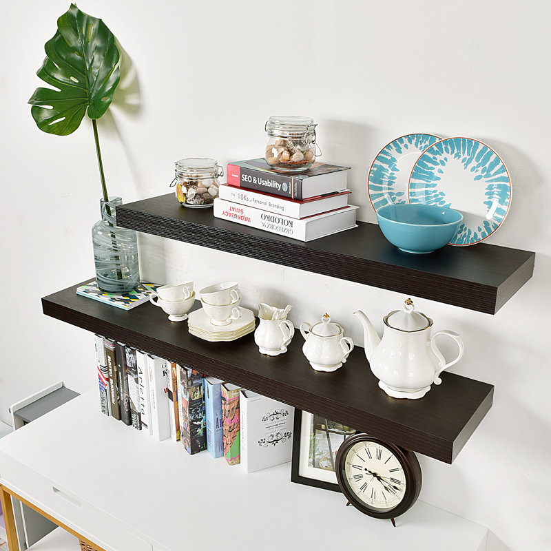 Bovina Floating Shelf, Espresso, 2" H x 36" W x 9.25" D