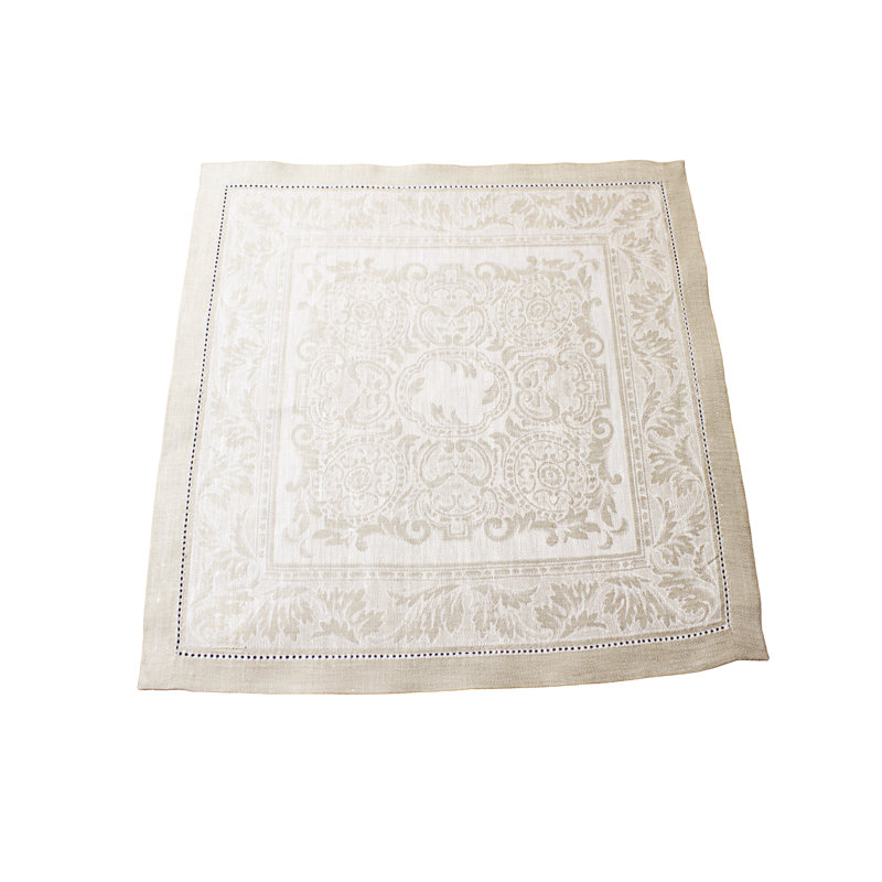 Linen Square Napkins, Ivory/Taupe