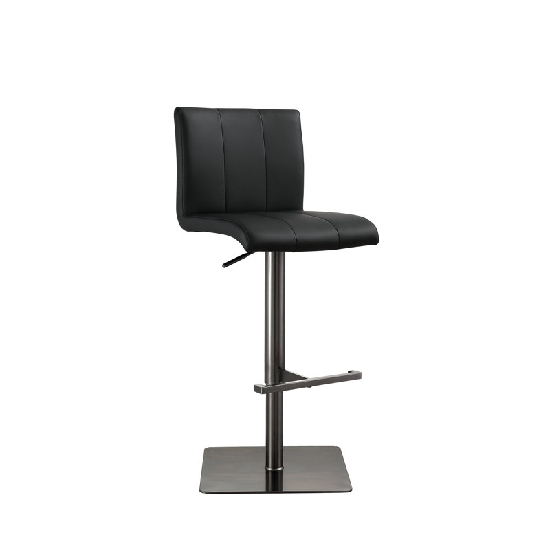 Tristan Swivel Adjustable Height Bar Stool, Black, Ebony