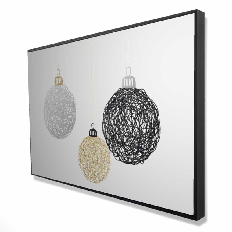 Three Christmas Balls - Black Holidays Framed Canvas Decor