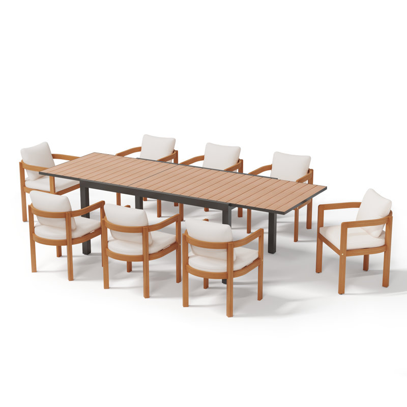 8-person Rectangular Outdoor Dining Set With Cushions