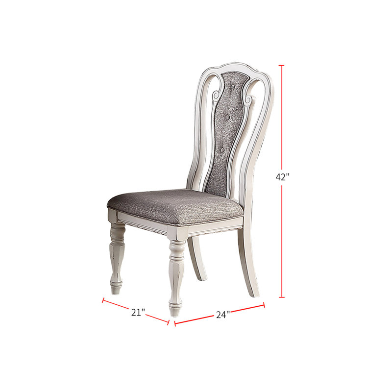 2 chaises de salle à manger rétro blanches (de 2), revêtement en tissu gris, dossier capitonné, structure en bois stable, capacité de poids de 200 lb, 2 chaises rembourrées requises, assemblage requis, blanc
