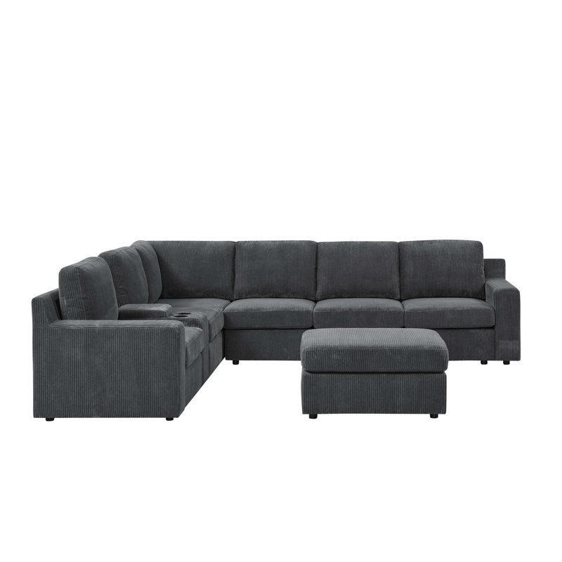 Canapé modulaire Limesvilles, Velours côtelé gris foncé