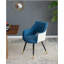 Ensemble de 2 chaises d'appoint en tissu bleu avec des pieds en fer robustes, parfait pour le salon, la chambre à coucher et la cuisine