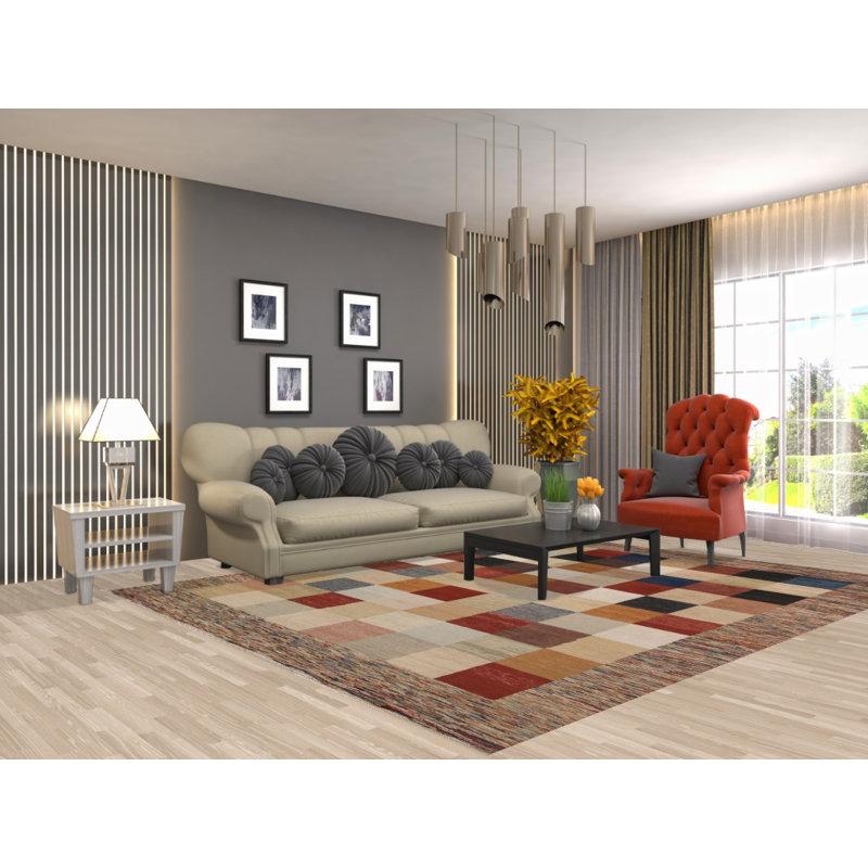 Tapis oriental à carreaux Gabbeh 8 x 10