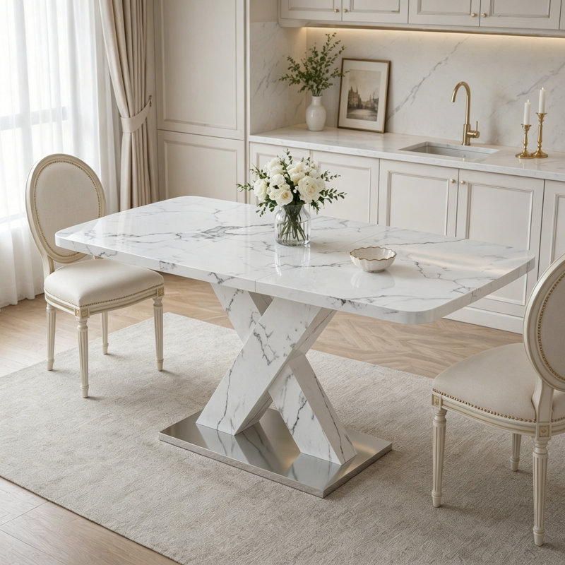 Table de salle à manger extensible Modern, White