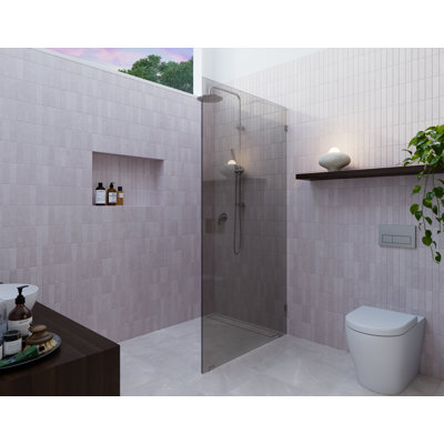 Ursa 36 in. x 78 in. Fully Frameless Gray Tinted Single Fixed Shower Panel