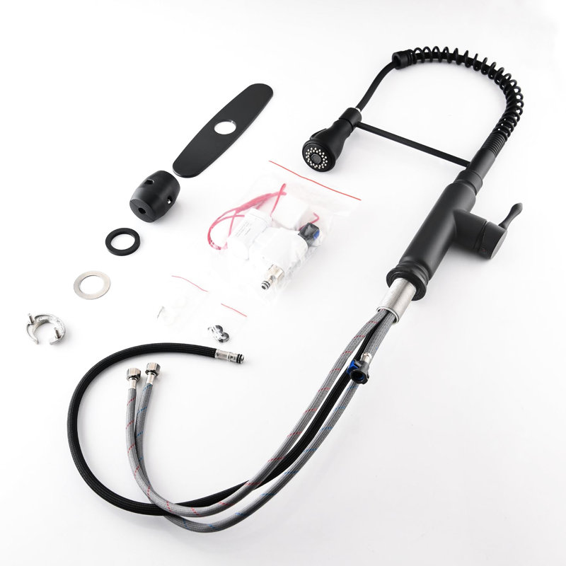 Robinet de cuisine tactile en acier inoxydable noir mat rétractable, buse rotative à 360 °, 3 modes de débit d'eau, réglage et température simples, robinet à capteur de mouvement avec jet en acier, options de sortie, bec,