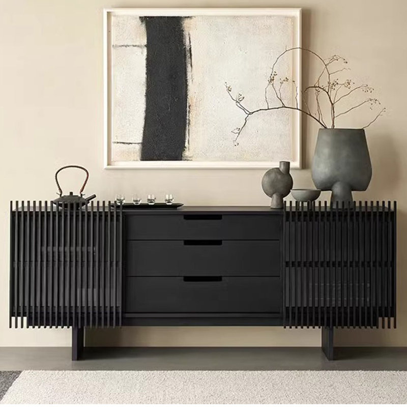 Armoire décorative en bois massif, Noir, noir, noir, noir