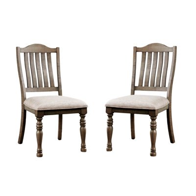 Transitional Style 2Pcs Side Chairs Antique Gray Solid Wood Gray Fabric Dining Room Furniture Chair Turned Legs -  Rosalind Wheeler, BF9EB9F8287147A0ACCB898E692DC6E7