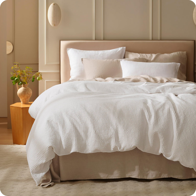 Bedsure Cotton Duvet Cover - 100% Cotton Waffle Weave Linen Duvet Cover, PureWoven Textured Breathable Bedding Comforter Cover, Duvet Cover Only
