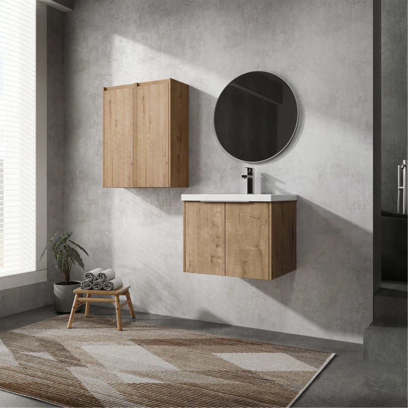 Meuble-lavabo mural avec rangement spacieux et attrait élégant, 24"