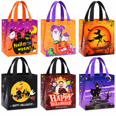 Sacs à gâteries d'Halloween réutilisables non tissés avec poignées pour enfants