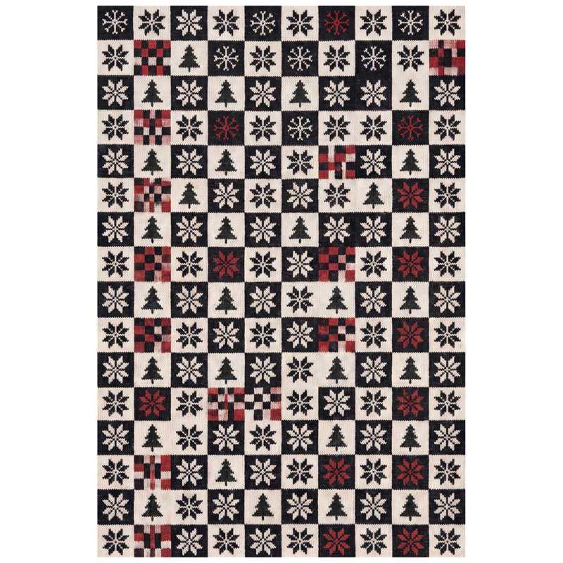 Tapis de Noël d'entrepôt, moderne, géométrique, rouge et blanc, antidérapant, à poils courts, pour intérieur et extérieur, adapté aux animaux domestiques, salon, chambre, salle à manger, entrée, corridor, bureau, tapis de Noël, paillasson de Noël, lavable