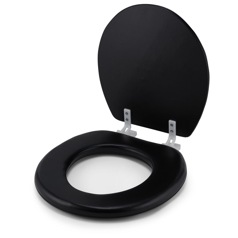 Siège de toilette rembourré doux et brodé, Noir