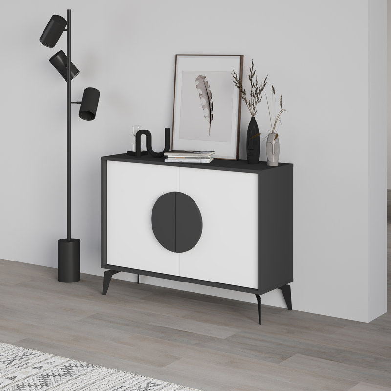 Kaira 2-Door Cabinet Stylish Storage Solution for Modern Living Spaces, Black/White