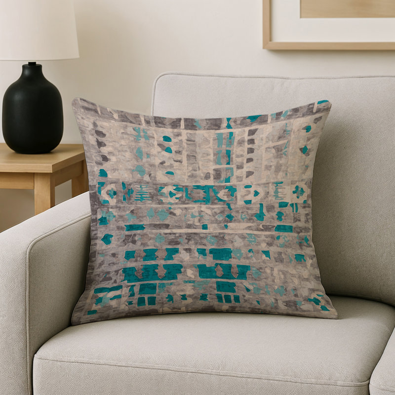 Coussin décoratif intérieur et extérieur Modern, Gris abstrait 24, Carré 16 po