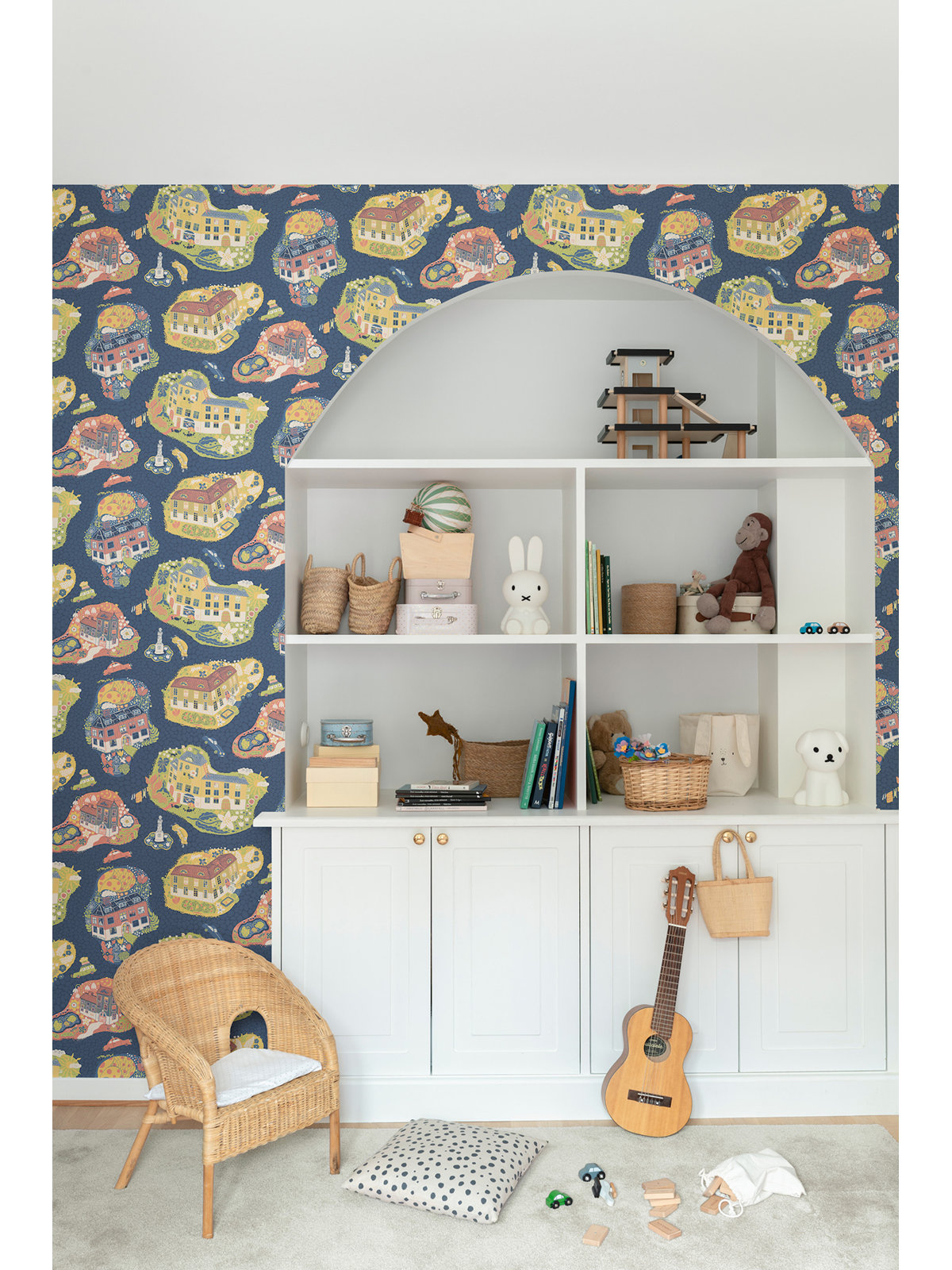 Wallpaper Double Roll, Staden Dark Blue