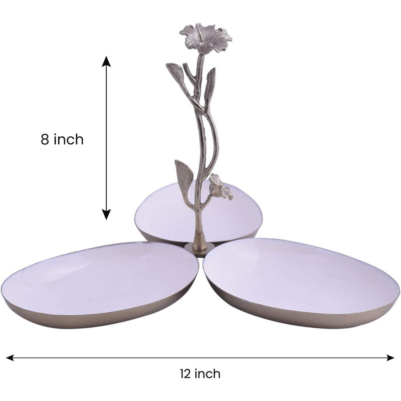Stainless Steel 3-Bowl Condiment Server with Rosemary Handle for Snacks & Christmas Decor Gifting