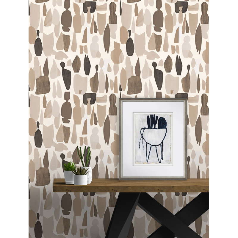 Rouleau de papier peint L 33 pi x l 20,5 po Gurminder Collage, Brun