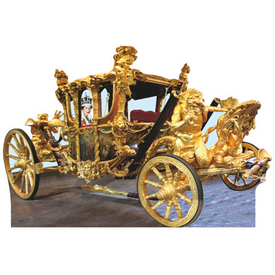 Queen Elizabeth Gold Stage Coach Carriage Jubilee Cardboard Standup -  Wet Paint Printing, H10229