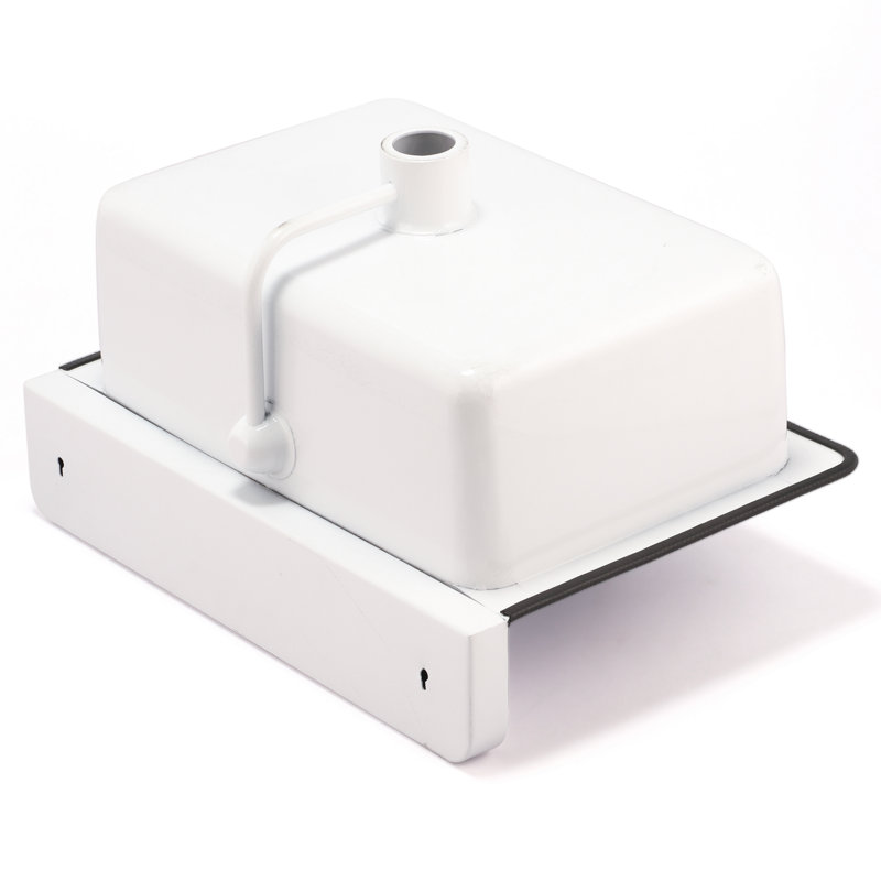 Anchor 14" Iron Rectangular Wall Mount Bathroom Sink with Overflow, White
