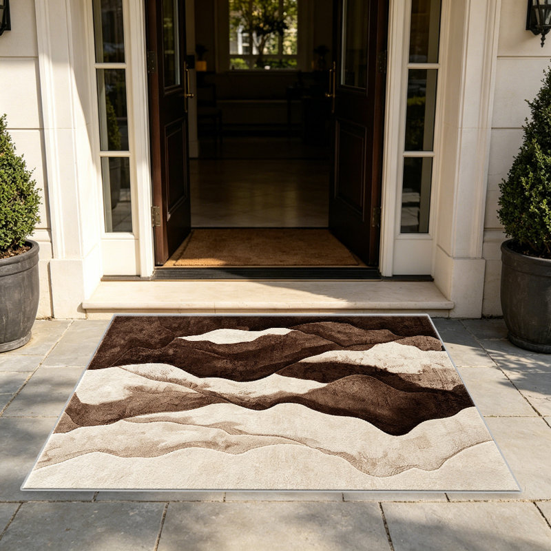 Warm Brown Hills carpet-easy to clean, machine-washable, soft and comfortable; suitable for door mats, kitchens, living rooms, bedrooms, corridors, and laundry areas. Easy to clean, durable carpet for home decoration.