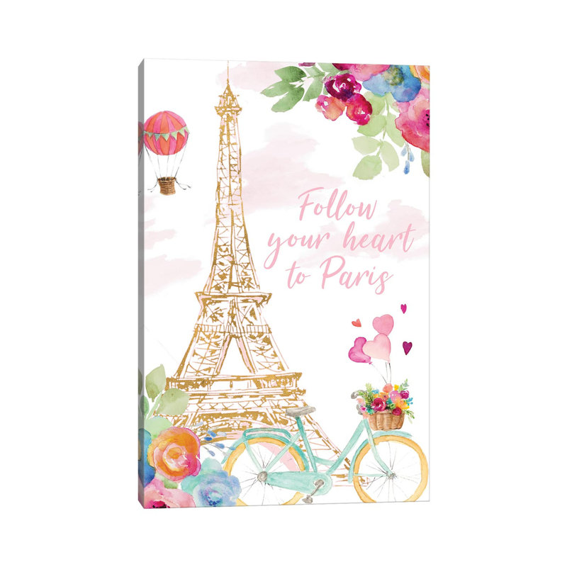 «Paris Bike Ride» par Lanie Loreth - Giclée sur toile tendue avec châssis, H 12 po x l 8 po x P 0,75 po
