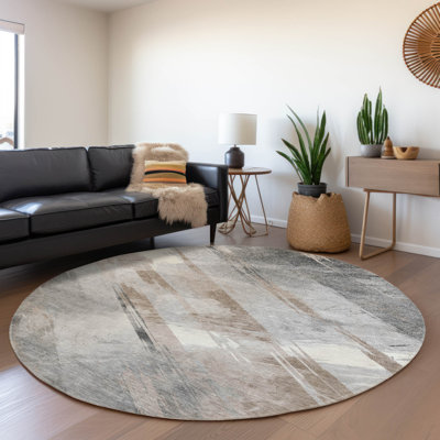 Tapis taupe Claudian ACN1541 intérieur / extérieur lavable à la machine