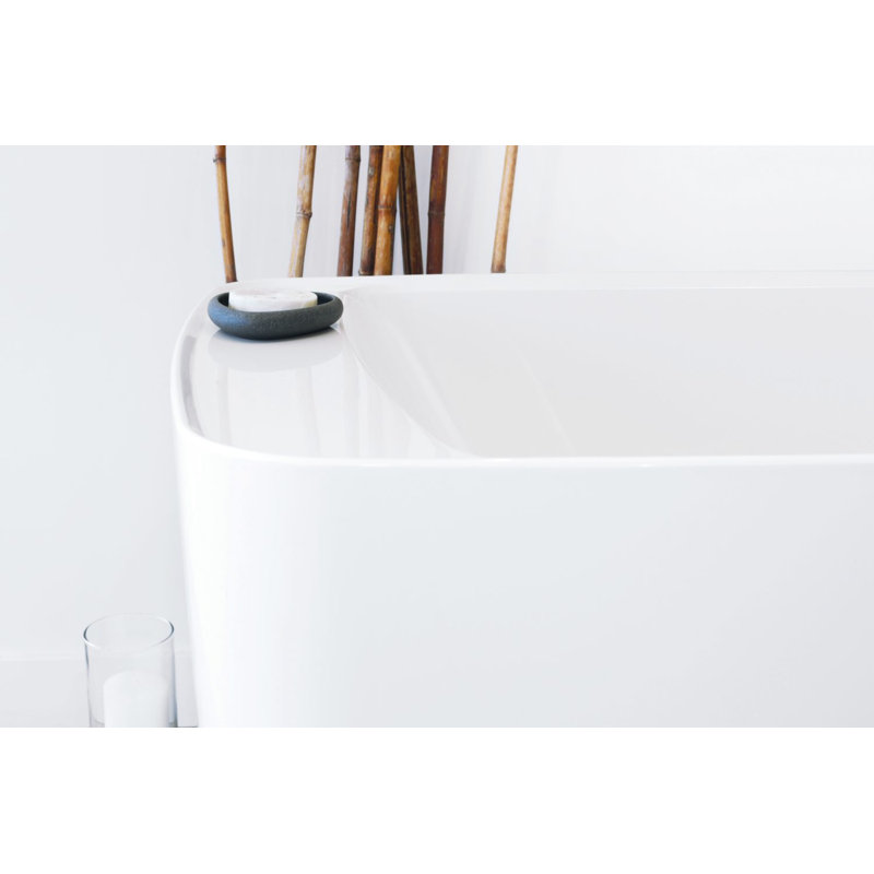 Lab 65.88'' L Freestanding Soaking Bathtub, Polished Chrome, Matte White