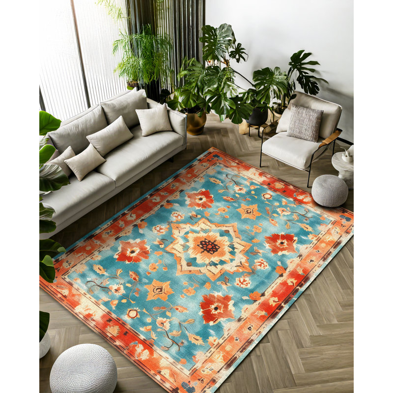 Arathorn Collection Digital Print Cotton-Polyester Blend Rug , Runner 3'4" x 10'6"