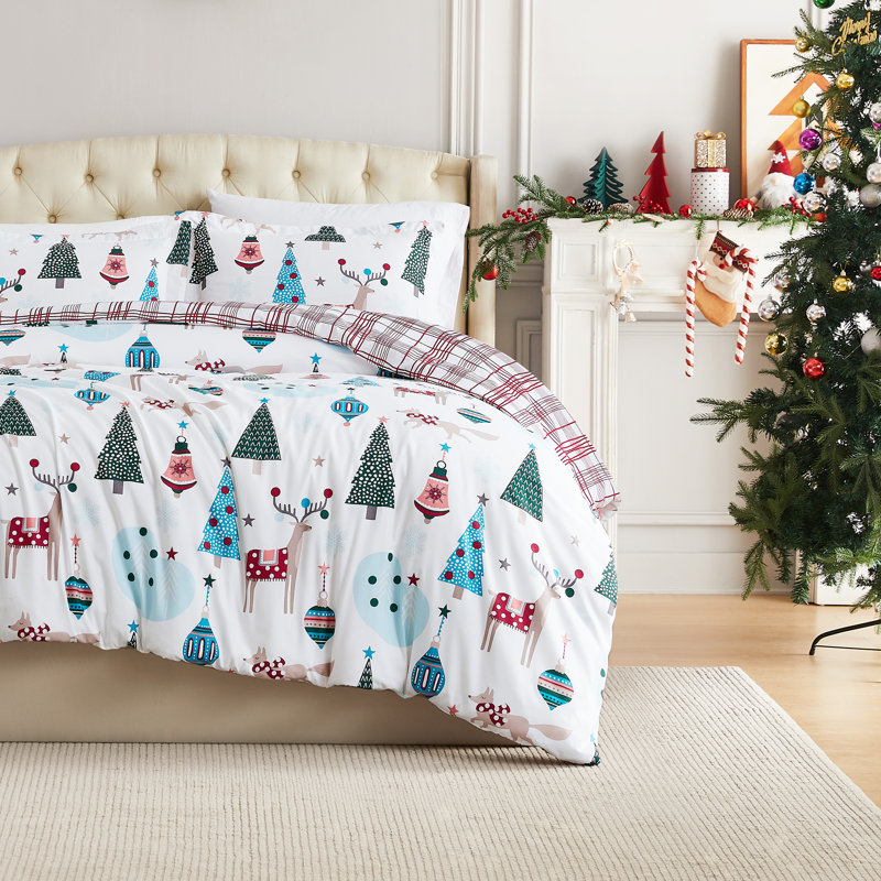Ensemble d'édredon réversible surdimensionné Winter Wonderland, Édredon pour lit simple + 1 taie décorative stan