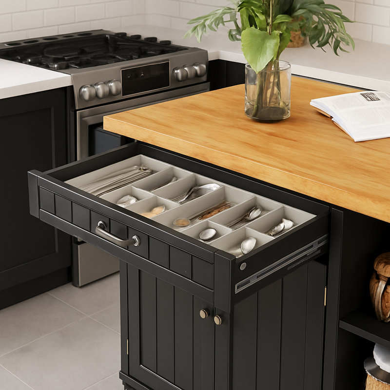 Chariot pour îlot de cuisine 41,7 po, Noir